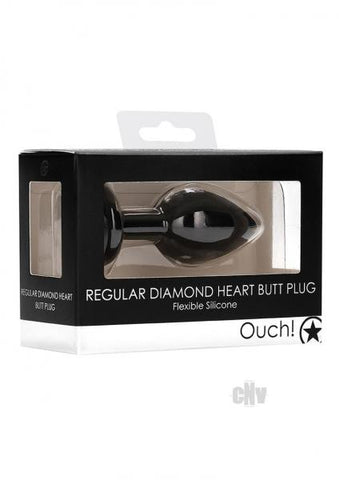 Diamond Heart Butt Plug - Regular - Black