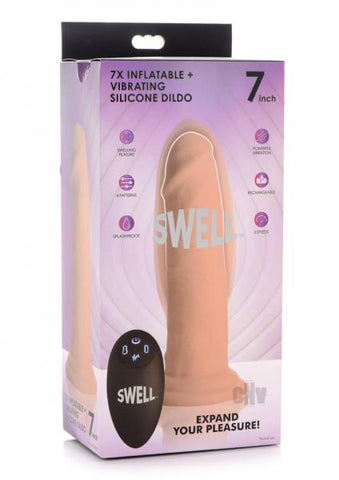 7x Inflatable And Vibrating Remote Control Silicone Dildo - 7 Inch