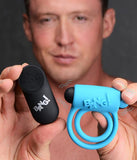 Remote Control 28x Vibrating Cock Ring And Bullet - Blue