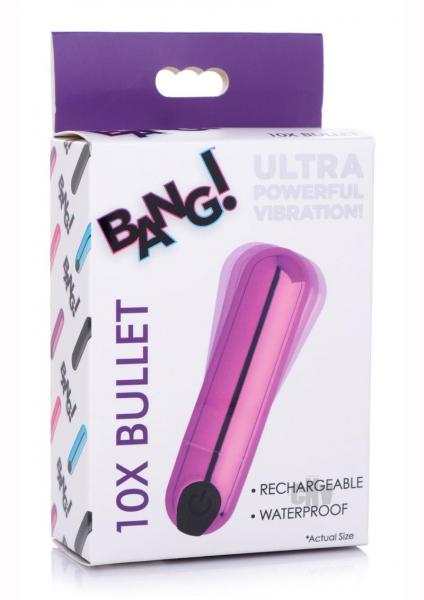 10x Rechargeable Vibrating Metallic Bullet - Purple