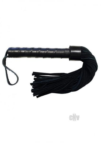 Short Suede Flogger With Leather Handle - Black