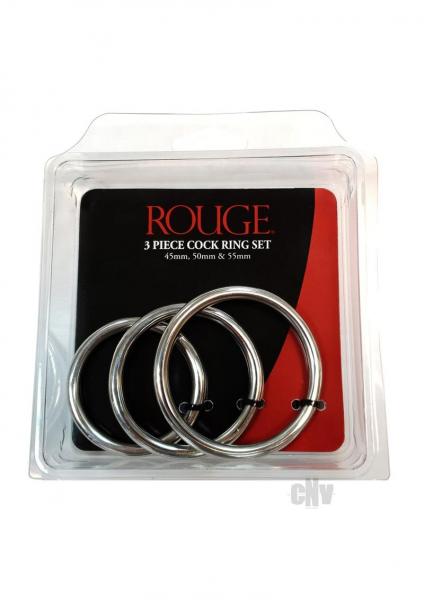 Stainless Steel  Stainless Steel 3 Piece Cock Ring Set (55mm/50mm/45mm)