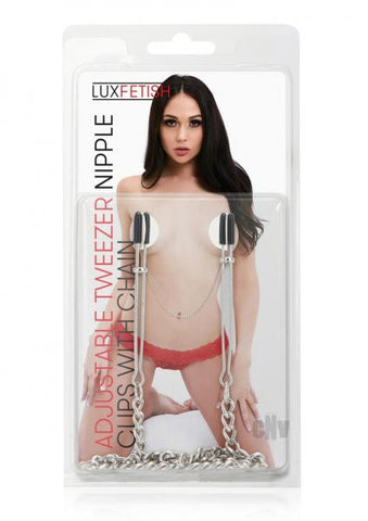 Lux Fetish Adjustable Tweezer Nipple Clips And Chain