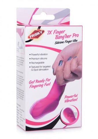 7x Finger Bang Her Pro Silicone Vibrator - Pink