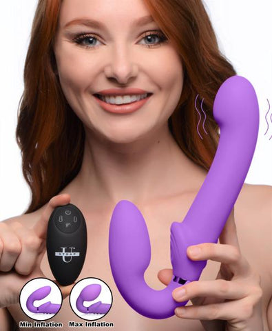 10x Remote Control Ergo-fit G-pulse Inflatable And Vibrating Strapless Strap-on - Purple