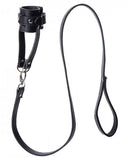 Ball Stretcher With Leash Black Leather