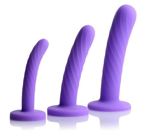 Tri-Play Silicone Dildo 3 Piece Set Purple