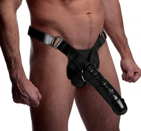 Infiltrator Hollow Strap On With 10 Inches Dildo Black