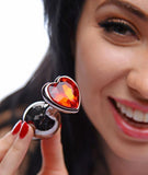 Crimson Tied Scarlet Heart Shaped Jewel Anal Plug