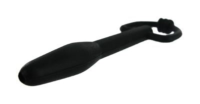 Silicone Cum Thru D-Ring Penis Plug Black