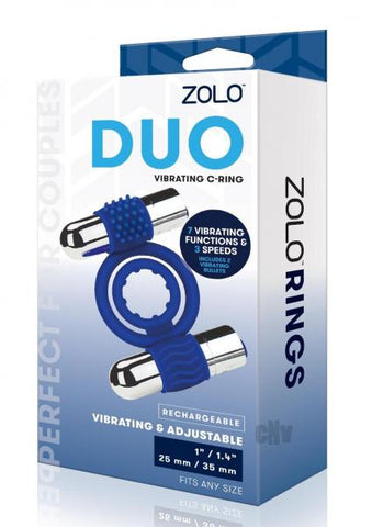 Zolo Duo Vibrating Cock Ring - Blue