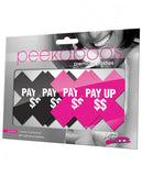 Peekaboos Pay Up Pasties 2 Pairs 1 Black, 1 Pink