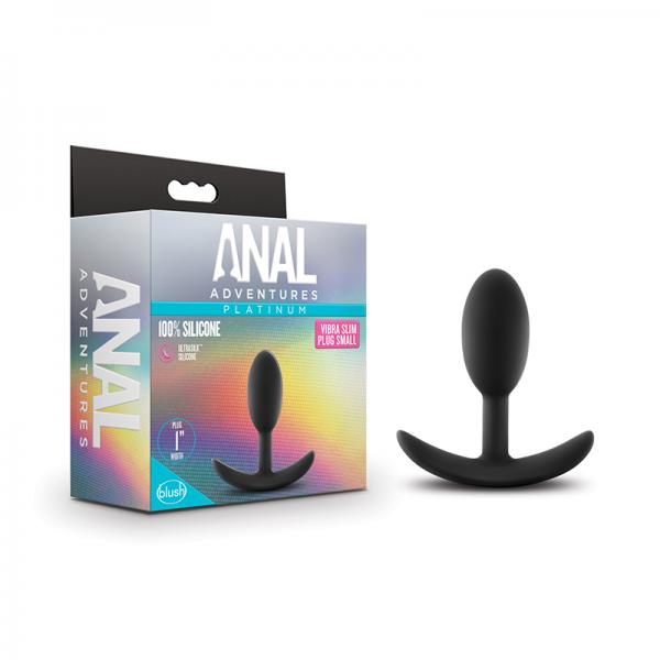 Blush Anal Adventures Platinum Silicone Vibra Slim Plug Small - Black