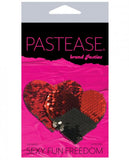 Pastease Double Sequin Hearts Red Black Pasties O/S