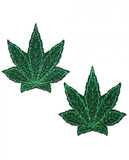 Pastease Glitter Marijuana Leaf Green Pasties O/S