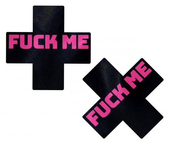 Pastease Liquid Black Cross Pink F*ck Me Pasties