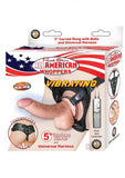 All American Whopper 5 inches Vibrating Curved Dong, & Harness Beige