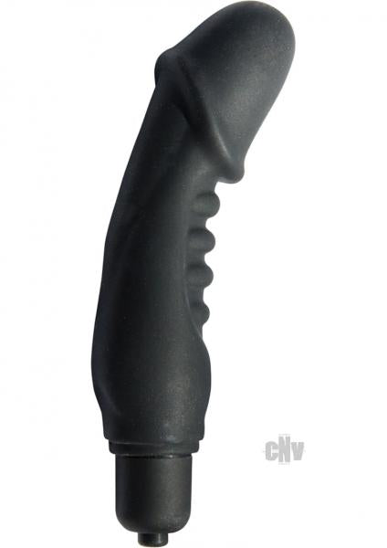 Silicone Ribbed Vibrating Penis Black