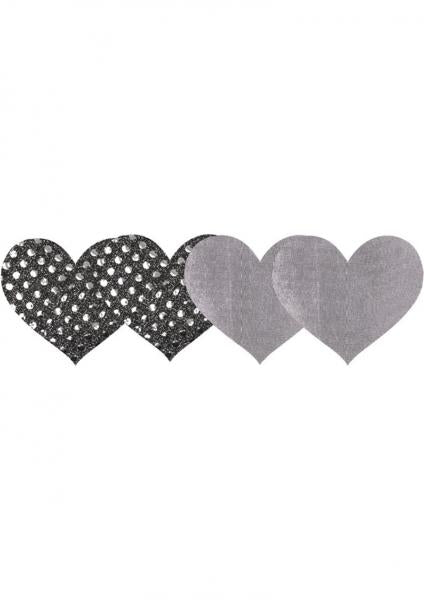 Dark Angel Hearts Pasties Silver