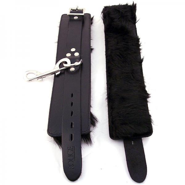 Rouge Fur Wrist Cuffs Black