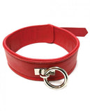 Rouge Plain Leather Collar with 1 Ring