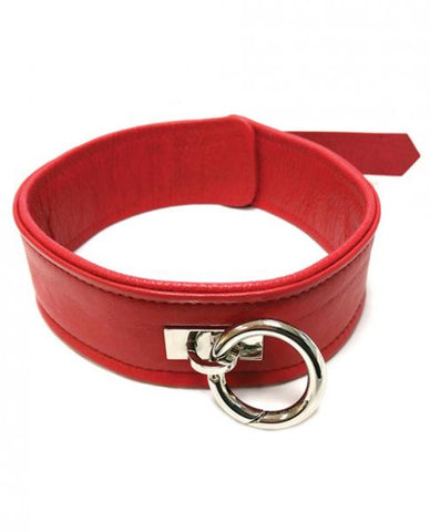 Rouge Plain Leather Collar with 1 Ring