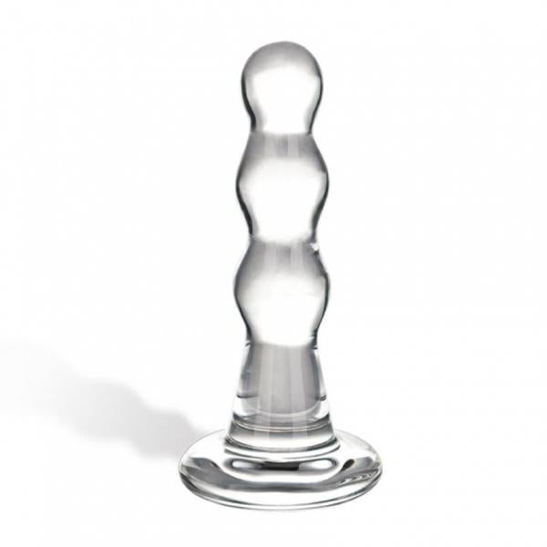 Glas Triple Play Beaded Butt Plug Clear