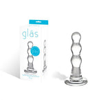 Glas Triple Play Beaded Butt Plug Clear