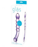 Purple Rain Ribbed Glass Dildo