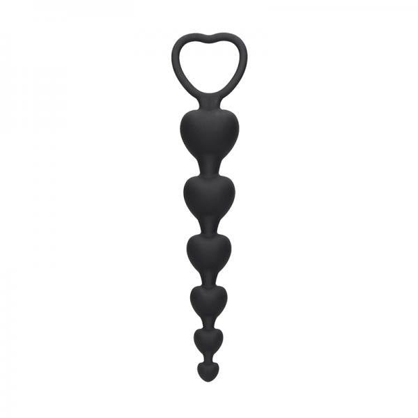 Ouch Anal Heart Beads Black