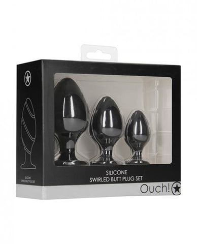 Ouch Swirled Butt Plug Set Black