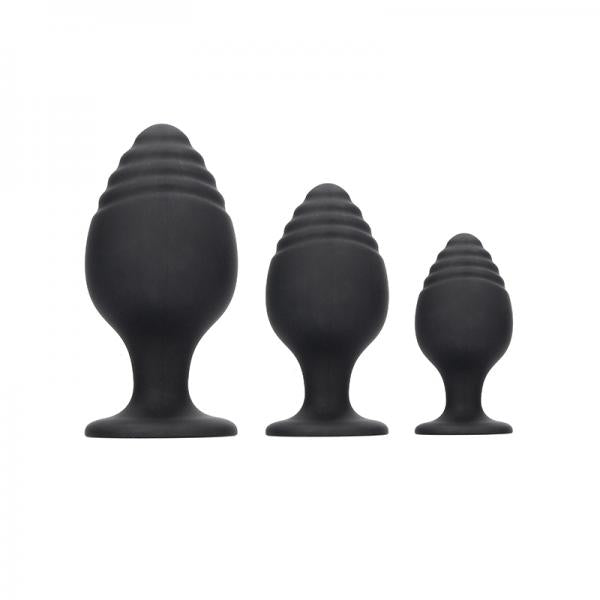 Ouch Rippled Butt Plug Set Black