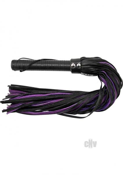 Rouge Flogger W/leather Handle & Floggers Black/purple