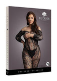 Shots Le Desir Lace Sleeved Bodystocking Black Osx