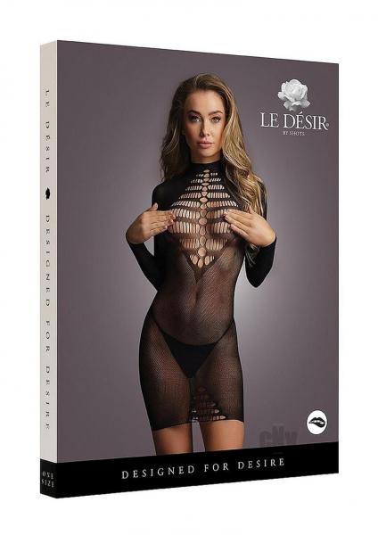Shots Le Desir Longsleeve Fishnet Dress Black O/s