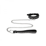 Ouch Diamond Studded Collar With Leash - Black