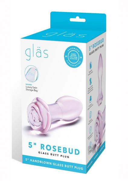 Glas 5" Rosebud Glass Butt Plug