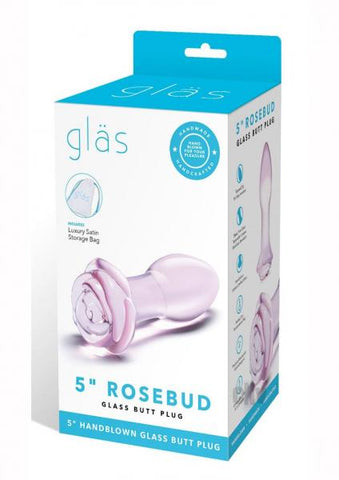 Glas 5" Rosebud Glass Butt Plug