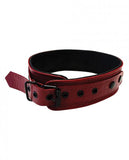 Leather Collar Cuffs Burgunday & Black Accessories