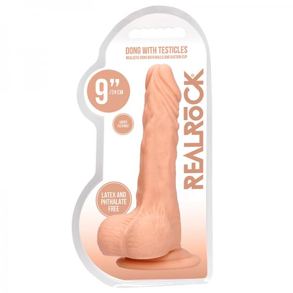 Real Rock Realistic Dildo With Balls - 9" - 23 Cm - Vanilla