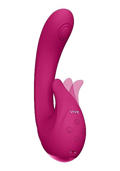 Vive - Miki Rechargeable Pulse-wave & Flickering Silicone Vibrator - Pink