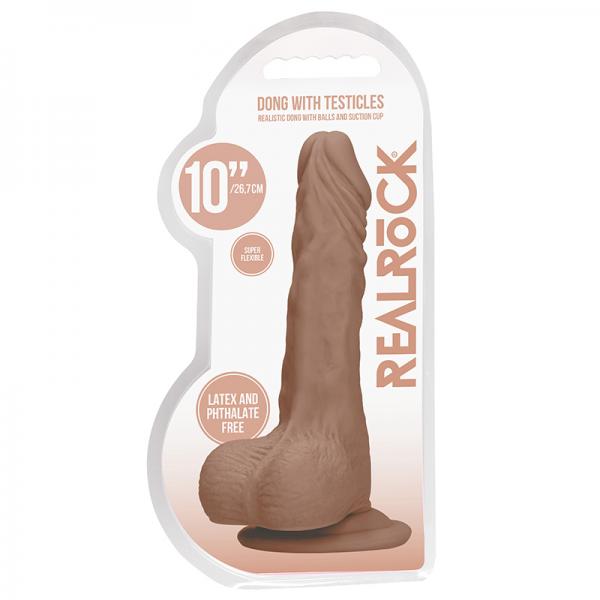 Real Rock Realistic Dildo With Balls - 10" - 25 Cm - Mocha