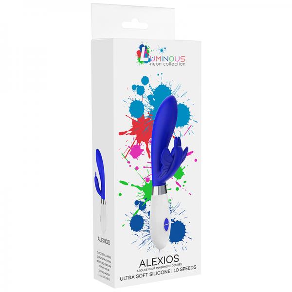 Luna Neon Alexios Ultra-soft Silicone Dual Stimulator Blue