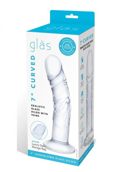 Glas Curved Realistic Glass Dildo With Veins 7 In.
