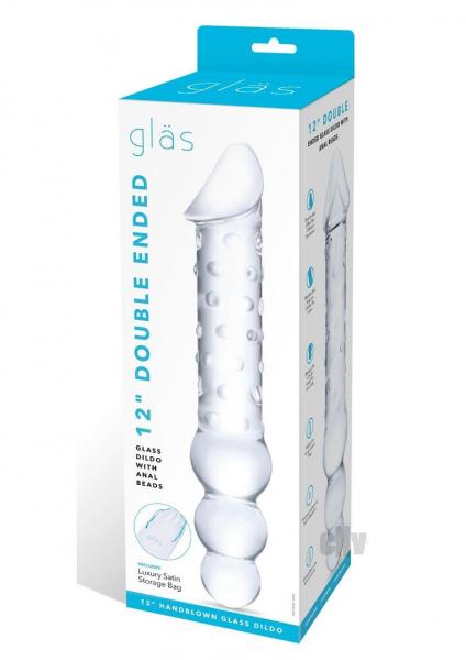 Glas Double-ended Glass Dildo With Anal Beads 12 In.