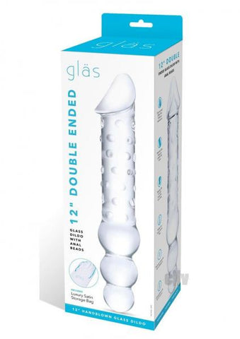 Glas Double-ended Glass Dildo With Anal Beads 12 In.