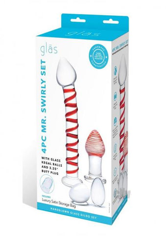 Glas Mr. Swirly Set With Glass Kegal Balls And 3.25 In. Buttplug