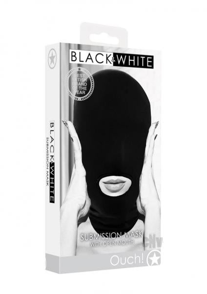 Ouch! Black & White Submission Mask With Open Mouth Black