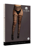 Shots Le Desir Suspender Striped Pantyhose Black Qs