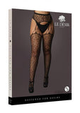 Shots Le Desir Suspender Leopard Pantyhose Black Qs
